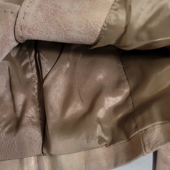 Y2K Vintage C&E Women Metallic Suede Leather Jacket Size 6/S Gold Champagne - Picture 8 of 16